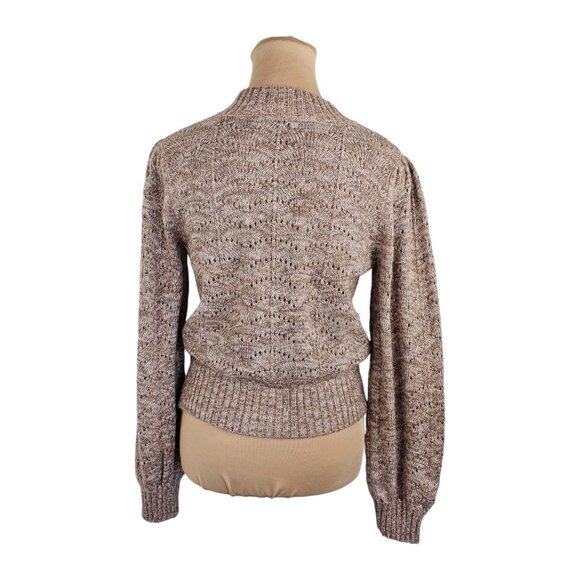 Gentle Fawn Puff Sleeve Knit Light Tan Pink Sweater Sz S - Picture 6 of 10